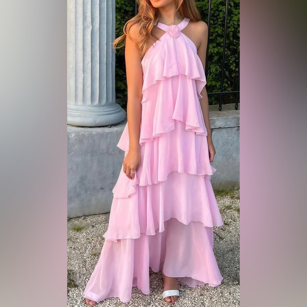 Vero Moda Light Pink Layered Maxi Dress